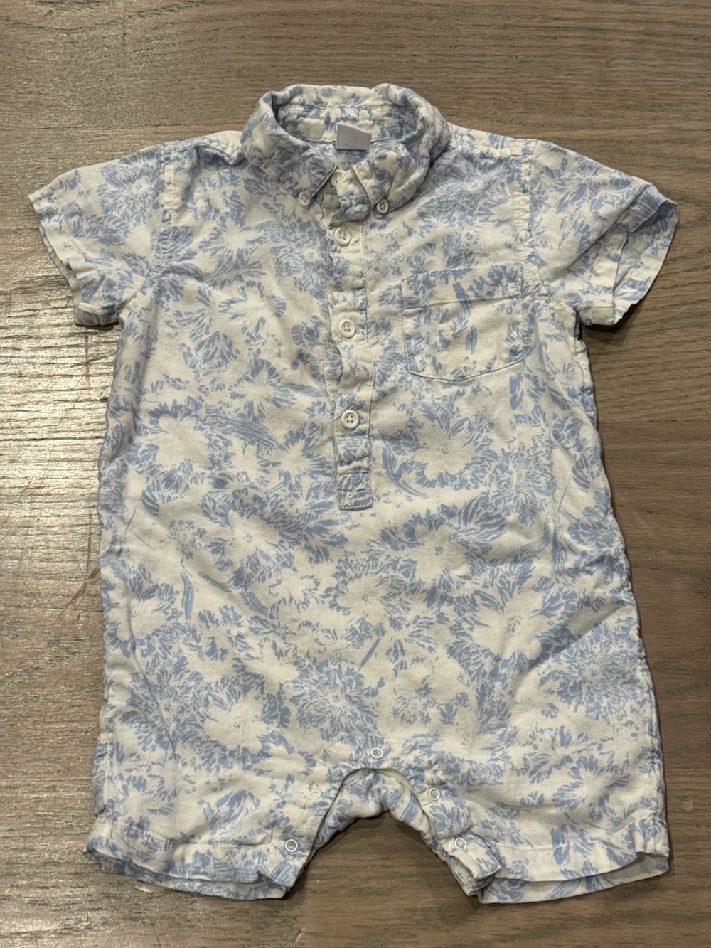 Nordstrom Light Blue Floral Baby Button-Up Shirt